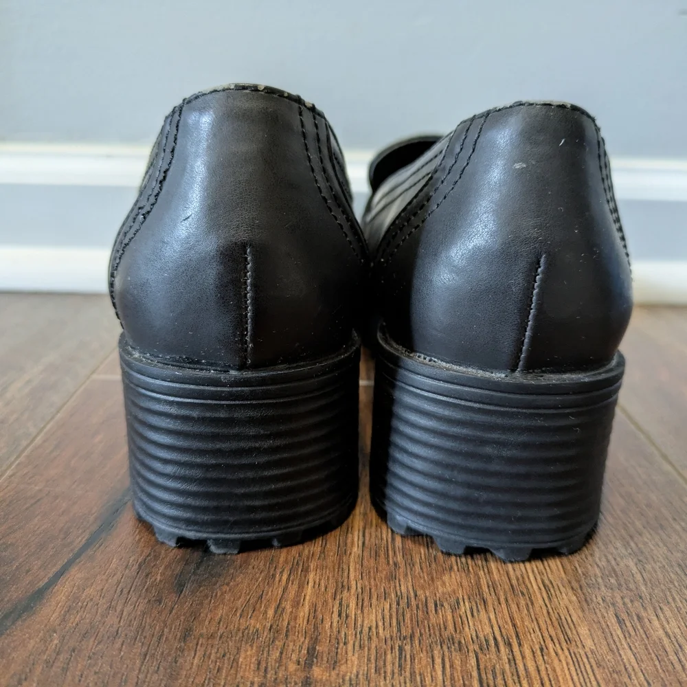 Vintage Unionbay Bettie Platform Loafers Chunky Black‎ Size 6M 90s Y2K Academia